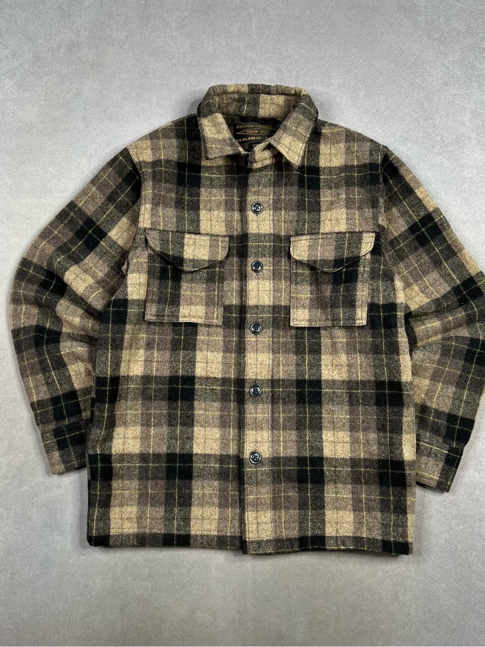 Filson Plaid Wool Shirt Jacket - Tan & Black